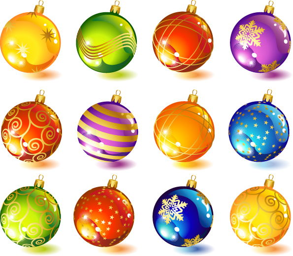free vector Beautiful christmas ornaments vector